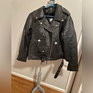 NWT Women’s faux Leather Black Jacket
